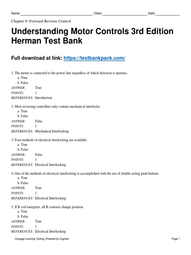 Understanding Motor Controls 3rd Edition Herman Test Bank 1 | PDF
