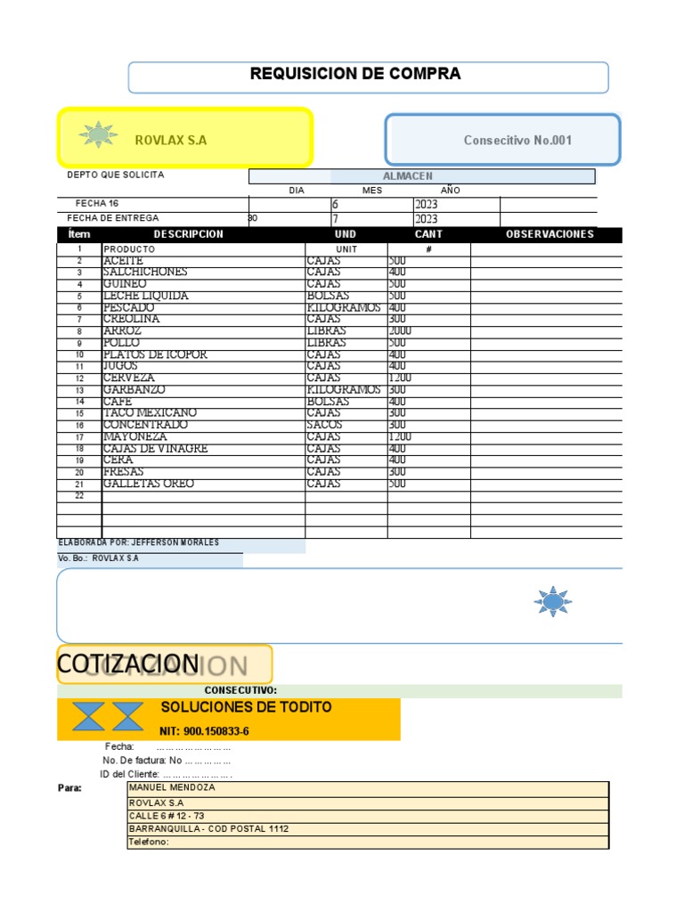 Requisición de Compra ROVLAX S.A. | PDF