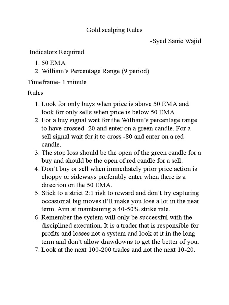 Gold Scalping Strategy Rules and Indicators | PDF