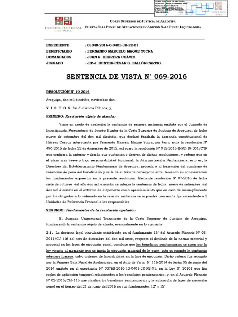 Sentencia Beneficios Penitenciarios | PDF
