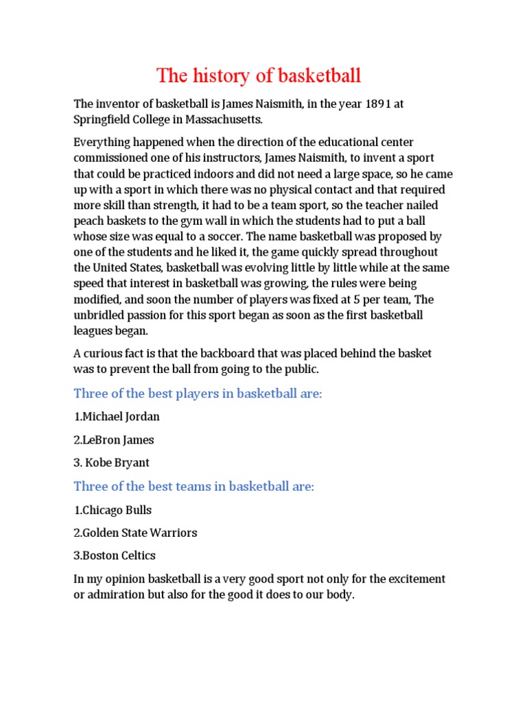 The History of Basketball PDF