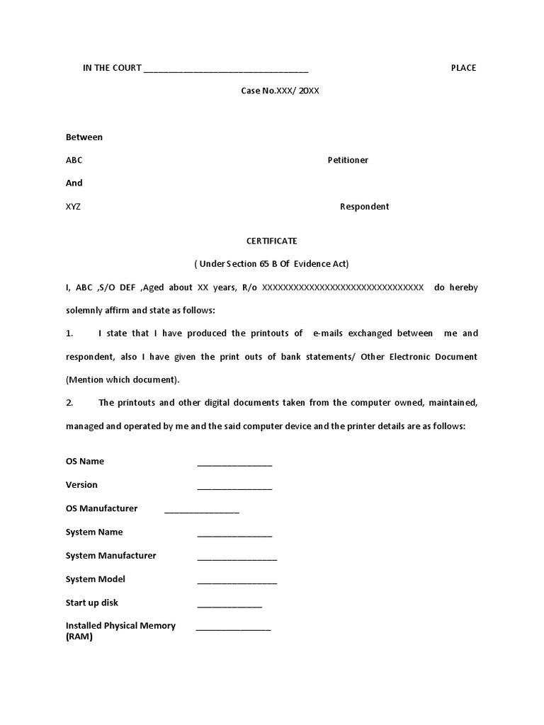 Section 65B Certificate Format | PDF | Law