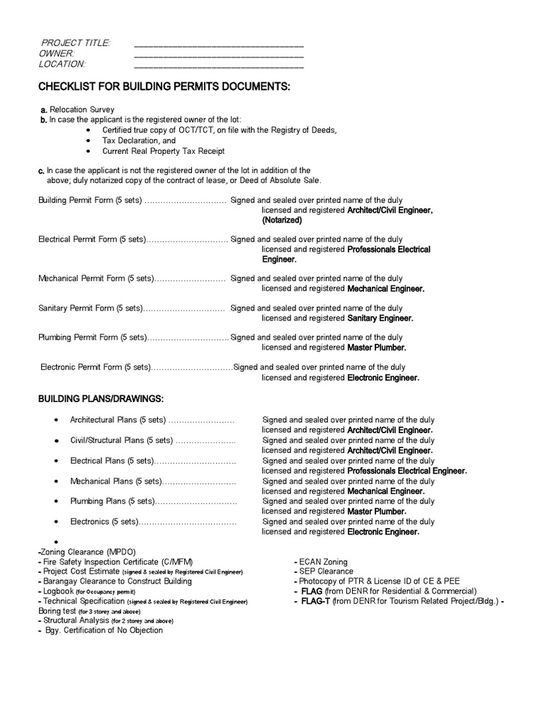 Taytay, Palawan Requirements For BLDG Permit PDF