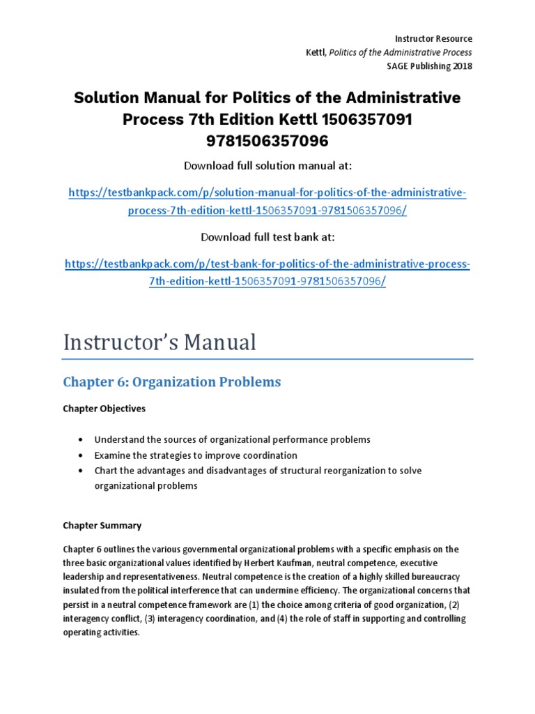 Politics of the administrative process 7th edition kettl solutions