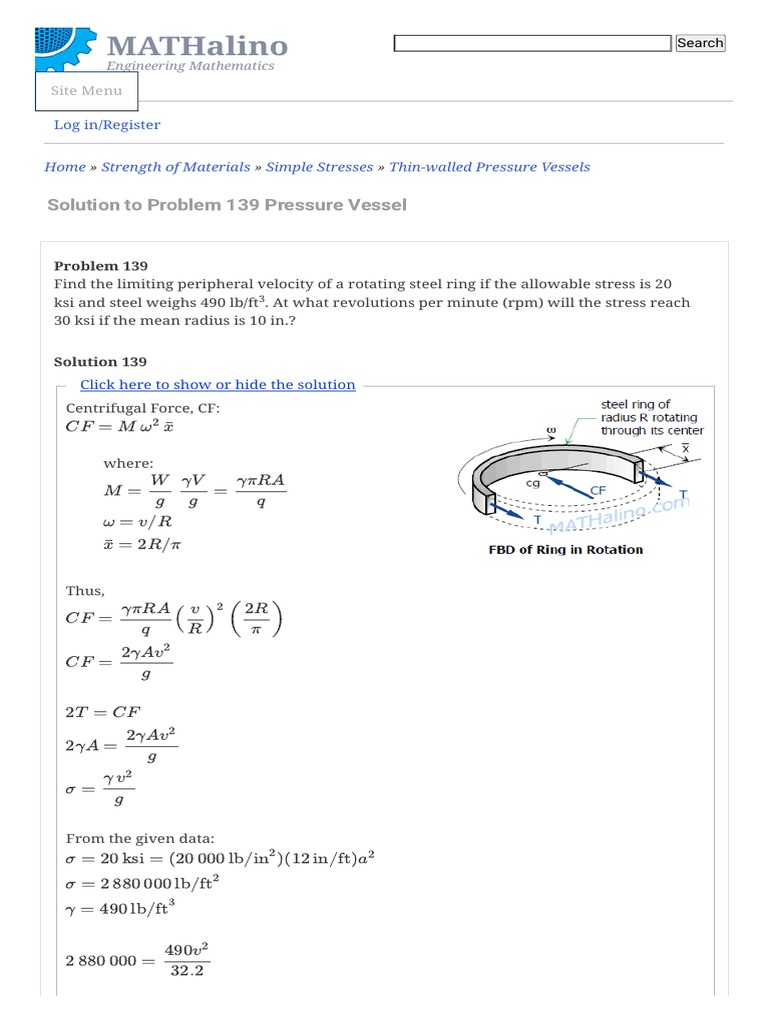 Pressure Vessel - Strength of Materials | PDF