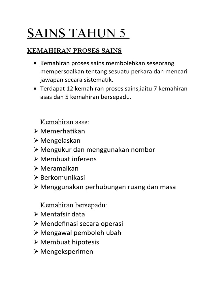 Sains Tahun 5 | PDF