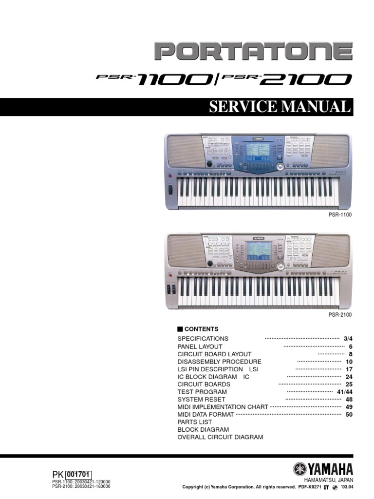Yamaha PSR-2100シルバー 61鍵 Yamaha psr-1100 psr-2100 | PDF
