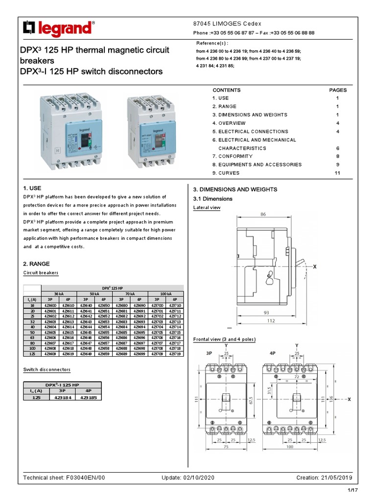 DPX 125 HP Thermal Magnetic Circuit Breakers DPX - I 125 HP Switch ...