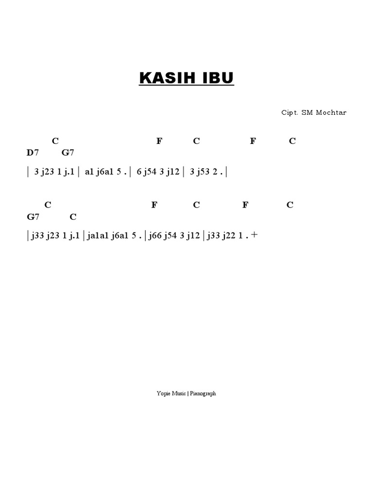 Kasih Ibu (Not Angka) | PDF