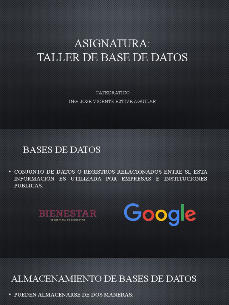 Taller de Bases de Datos: Guía Completa | PDF