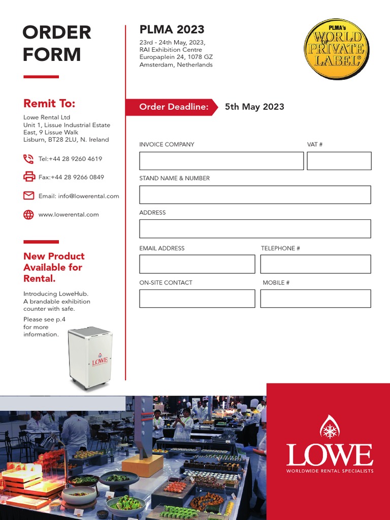 LOWE - EU Rental Order Form and Price List | PDF