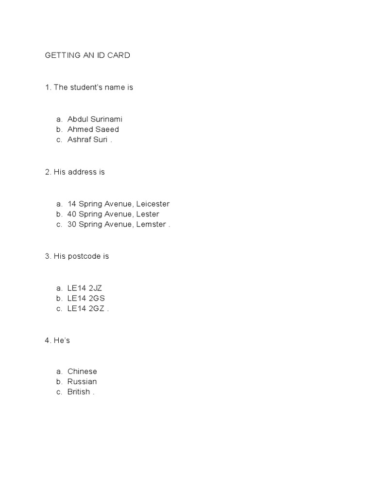 Getting An Id Card | PDF