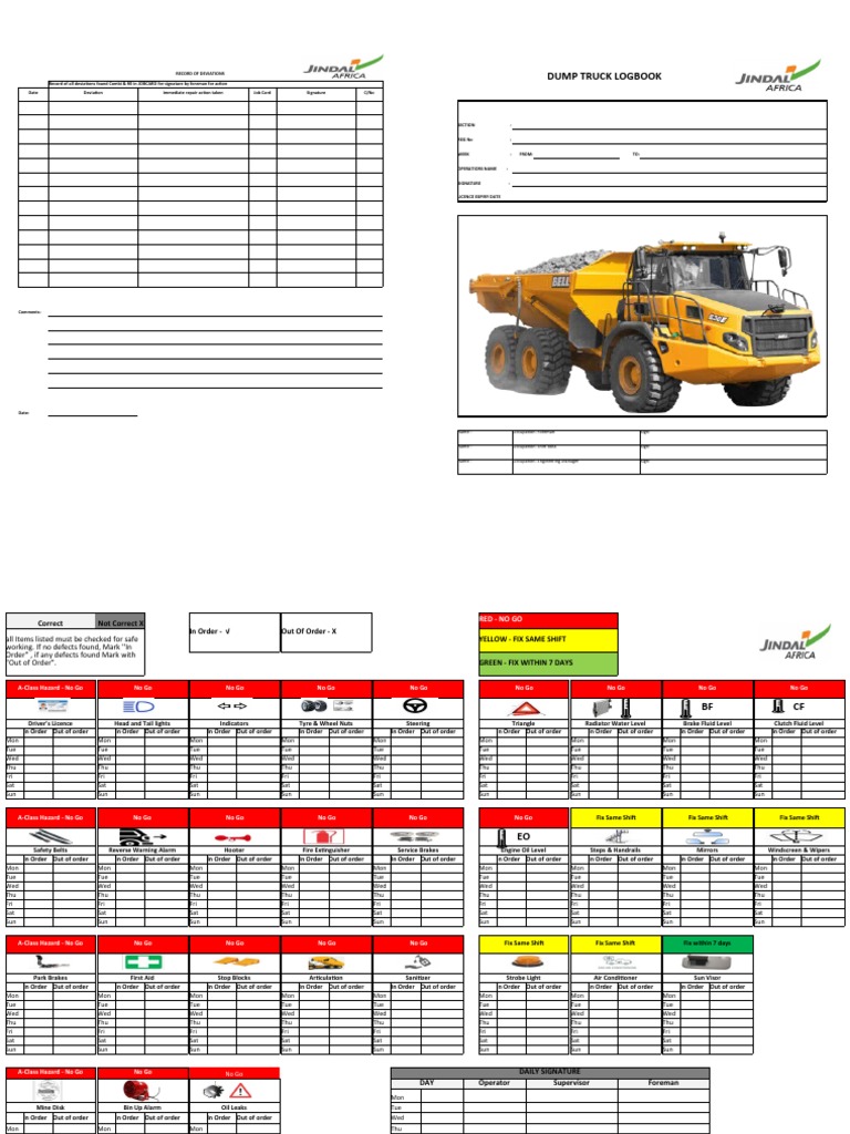 Dump Truck Logbook Deviation Record | PDF