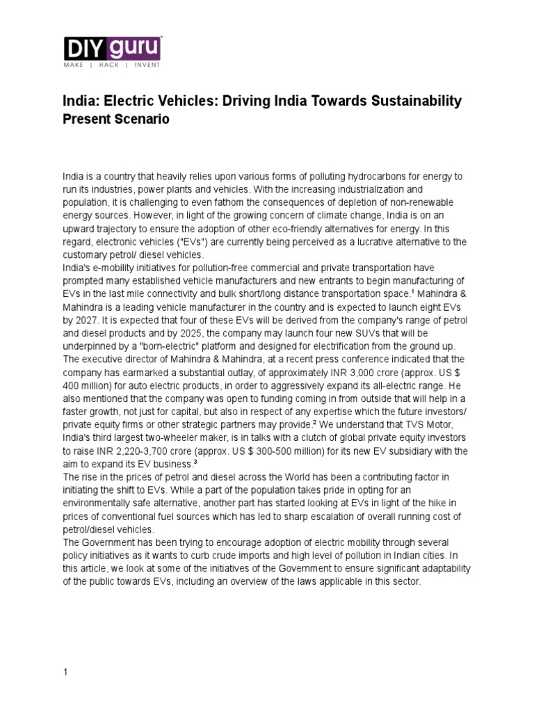 India - Electric Vehicles - Driving India Towards Sustainability 2023 ...