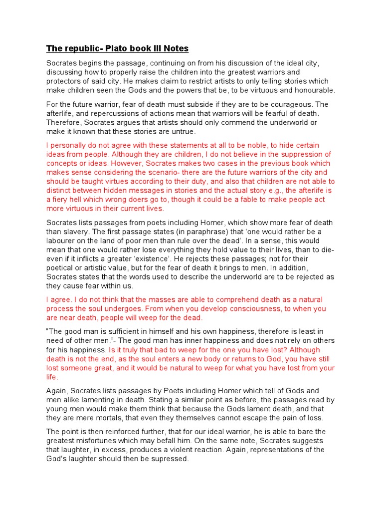 The Republic Book 3 Notes | PDF | Philosophy | Law