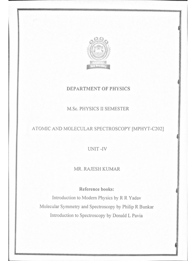 Msc physics 02sem rajeshkumar atomic and molecular spectros pdf