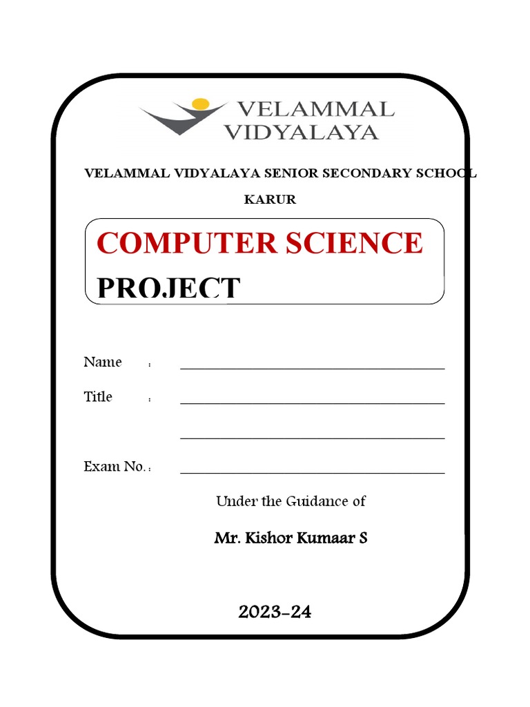 CS Project Front Page FINAL | PDF