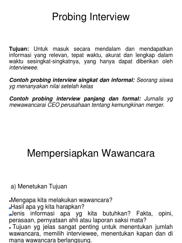 Teknik Probing dalam Wawancara | PDF | Karier & Perkembangan | Ilmu Sosial