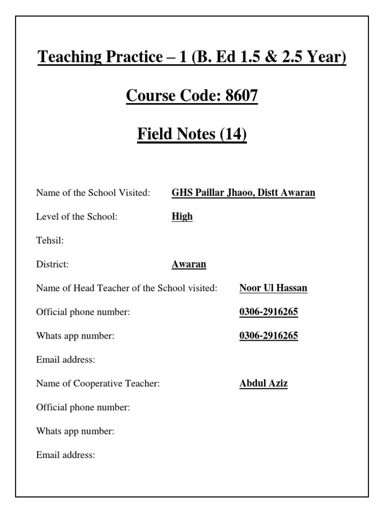 8607 Field Notes PDF