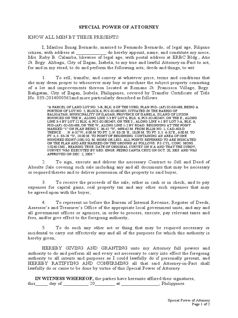 SPA To Sell Property PDF