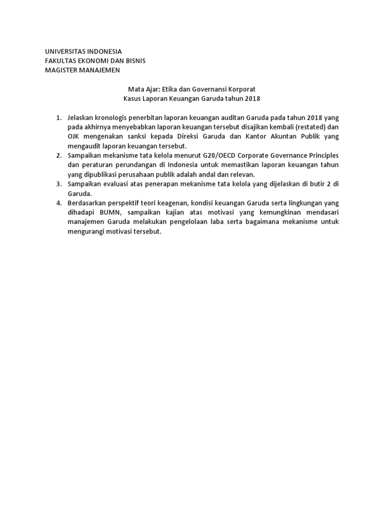 Kasus Laporan Keuangan Garuda Tahun 2018 Pdf