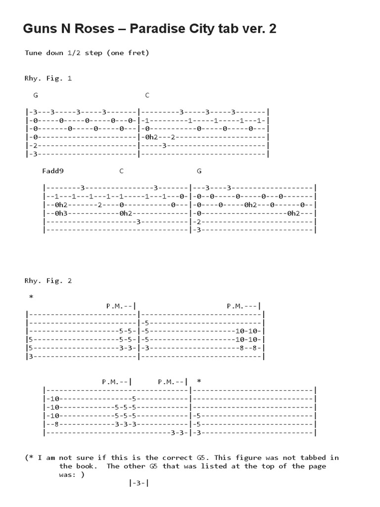 Paradise City Tabs PDF