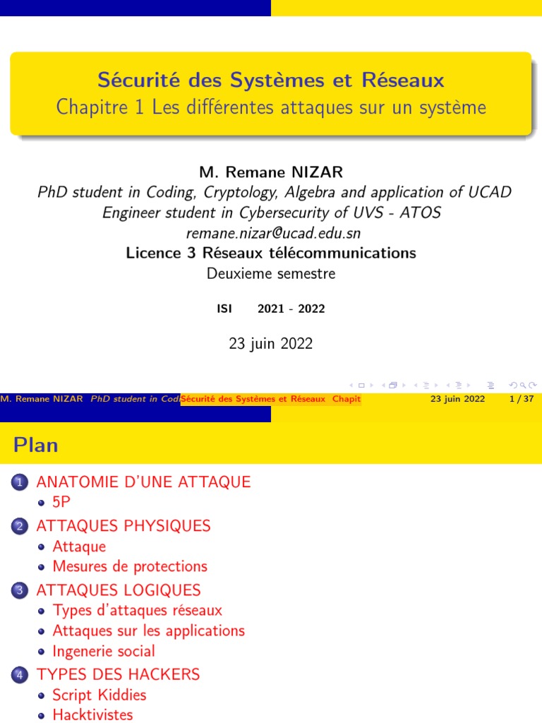 Chap 1 securité SI | PDF