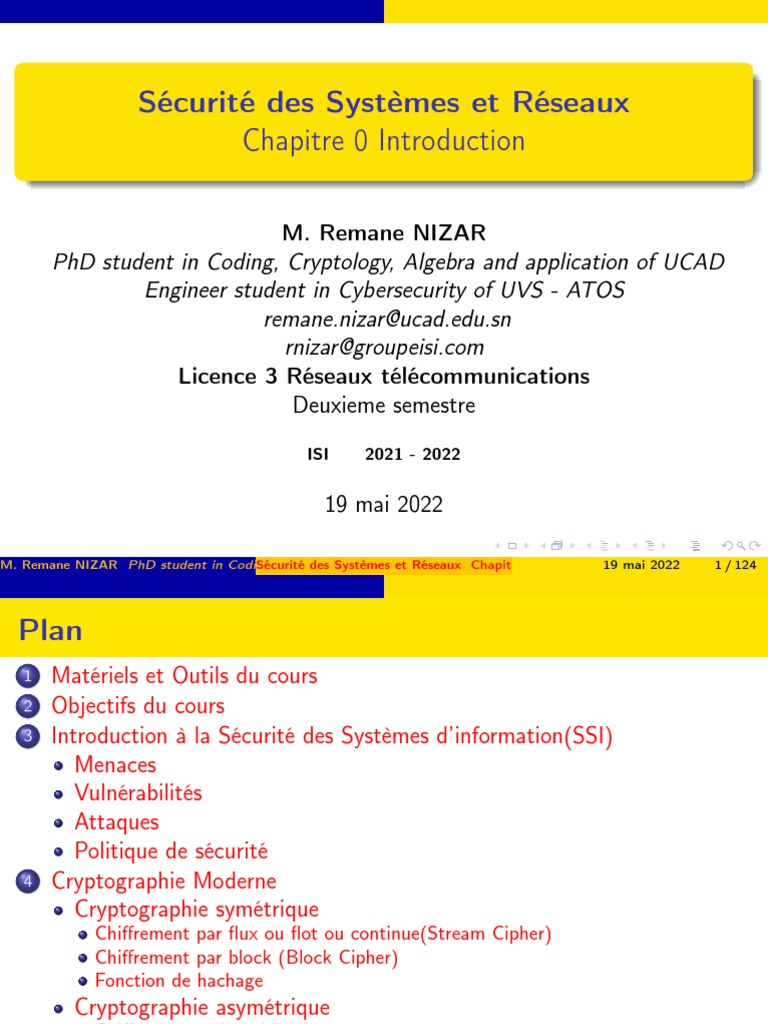 Sécurité Des Systèmes Et Réseaux Pdf 