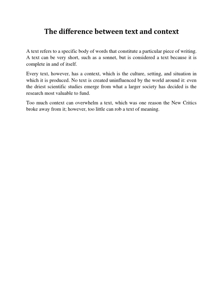 The difference between text and context pdf