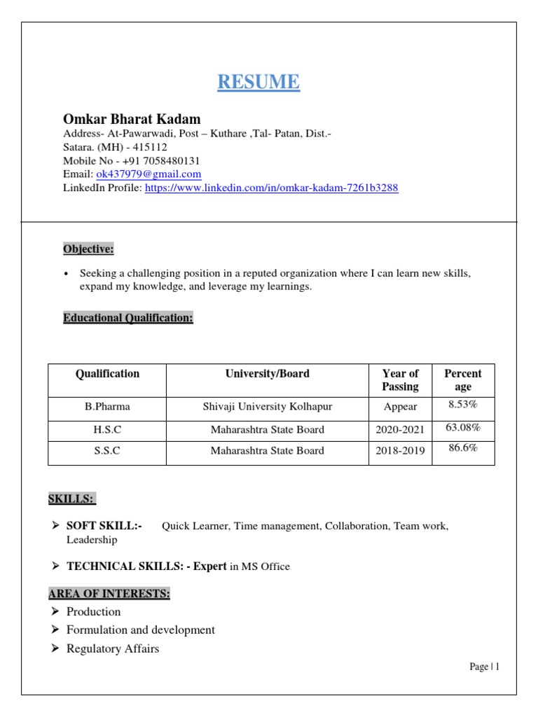Omkar Kadam Resume | PDF