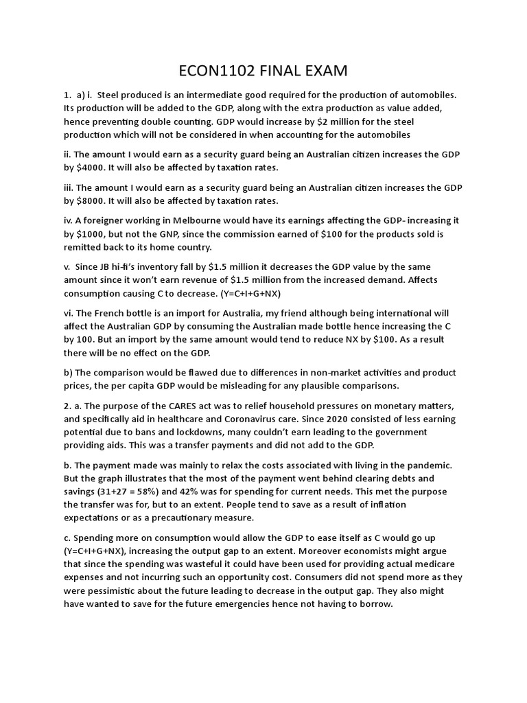 ECON1102 Final Exam Review Guide | PDF | Business