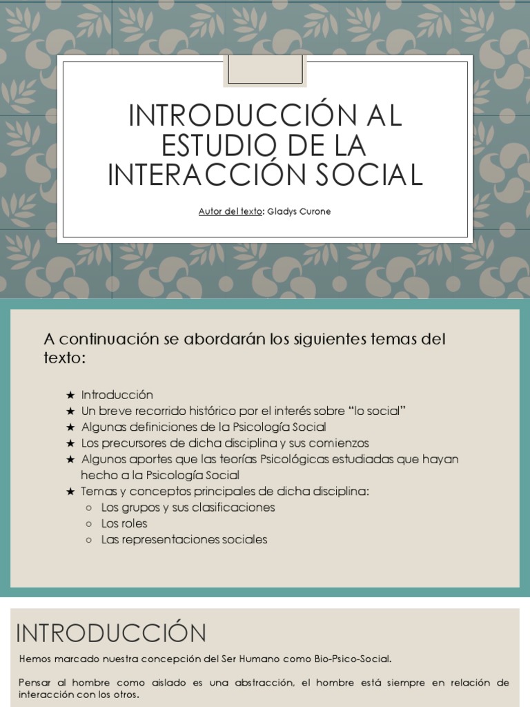 Definición y Estudio de la Interacción Social | PDF