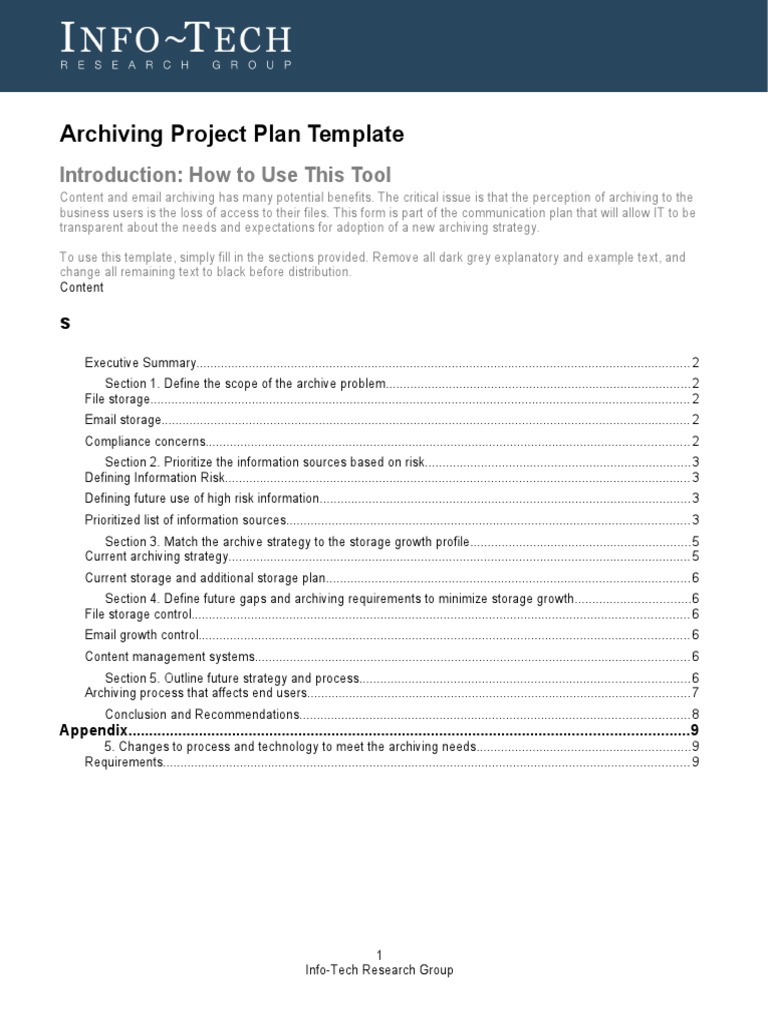 itArchivingProjectPlanTemplate PDF