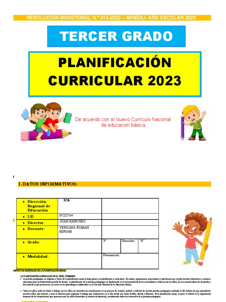 Planificación Curricular 2023: Tercer Grado | PDF