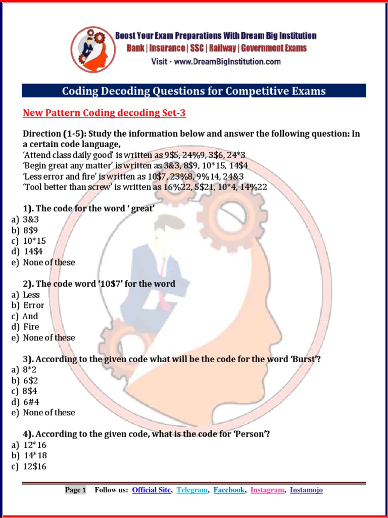 New Pattern Coding Decoding Set 3 DreamBigInstitution | PDF