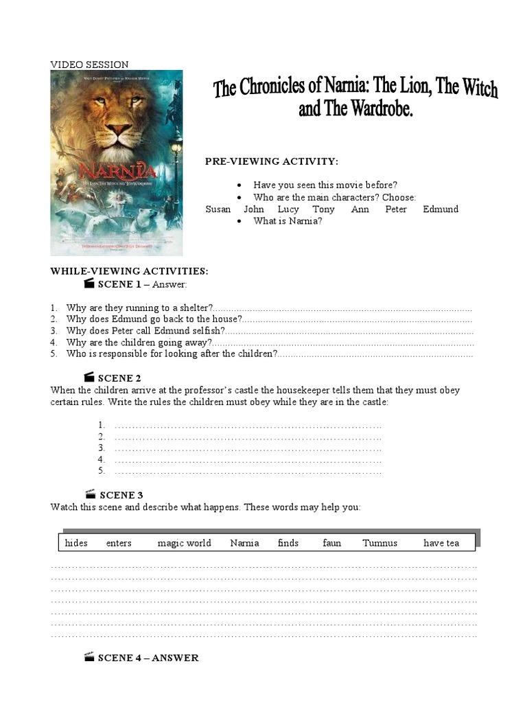 Narnia Video Session Activities Guide | PDF