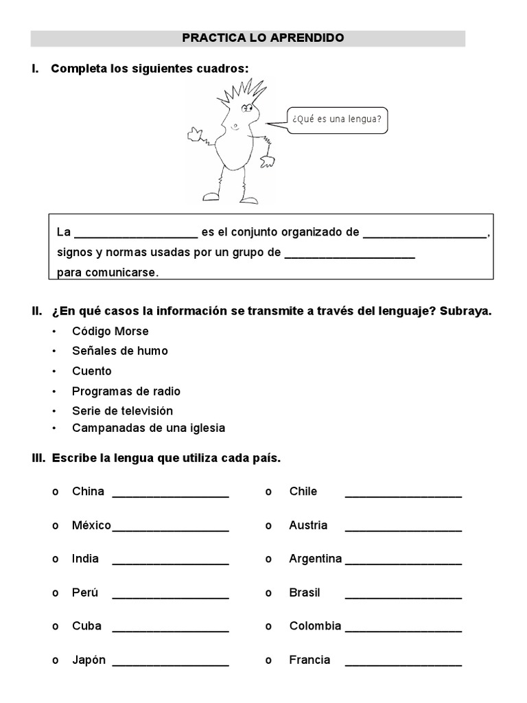 Actividades de Lengua para Quinto Grado | PDF