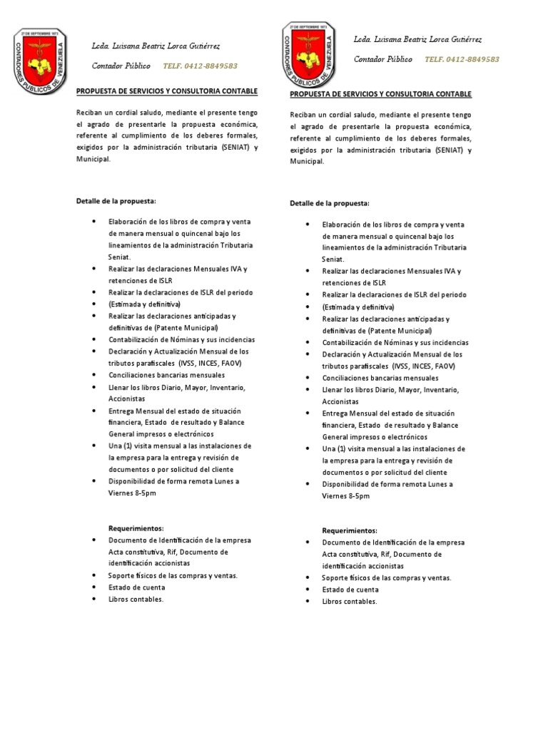 Propuesta de Servicios y Consultoria Contable Luisana Lorca | PDF