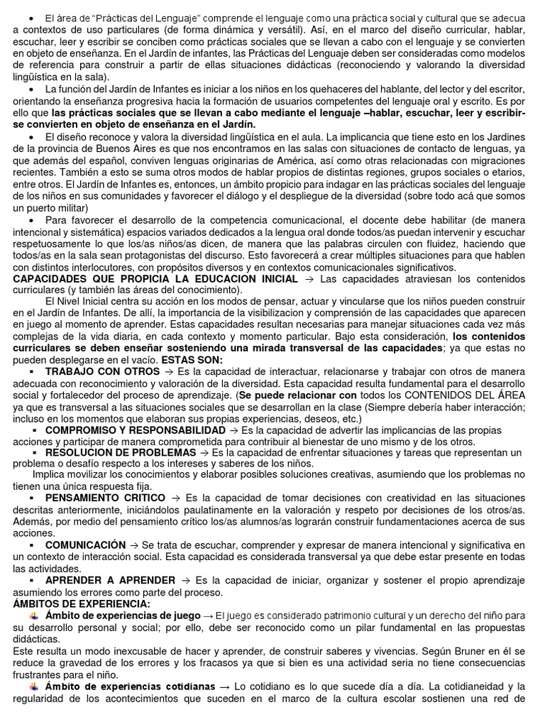 Prácticas del Lenguaje en Educación Inicial | PDF | Crecimiento ...