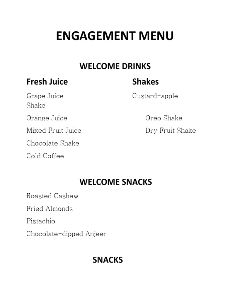 Engagement Menu PDF