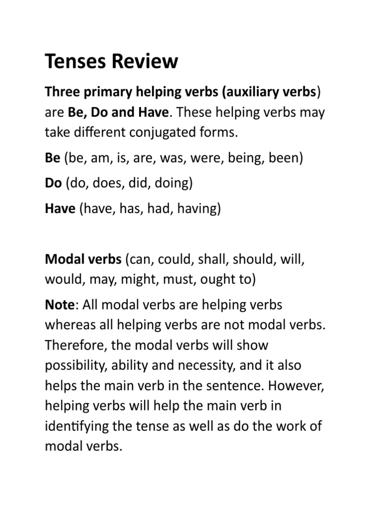 English Tenses and Helping Verbs Guide | PDF | Language Arts & Discipline