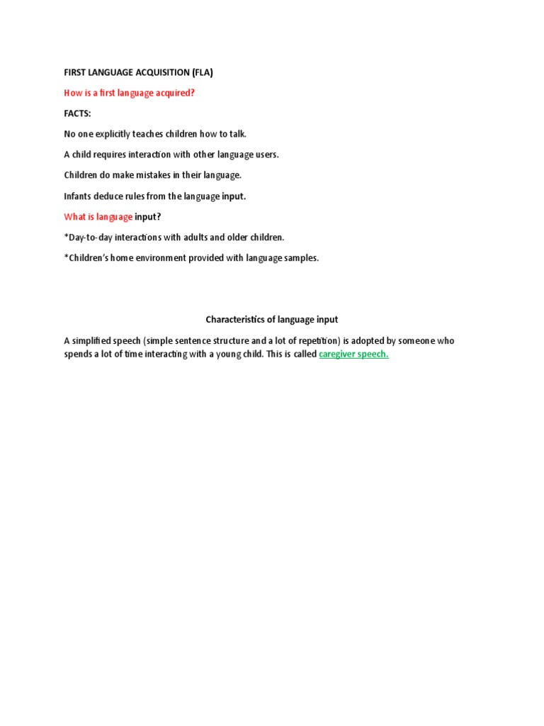 First Language Acquisition Week 2 | PDF | Language Arts & Discipline