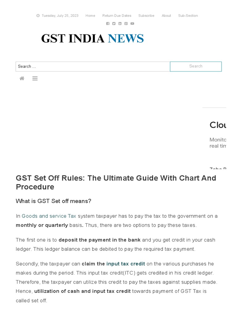 GST Set Off Rules The Ultimate Guide With Chart and Procedure PDF