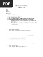 OB Math Calculation - Practice Test