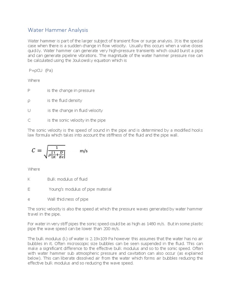 Water Hammer Analysis PDF