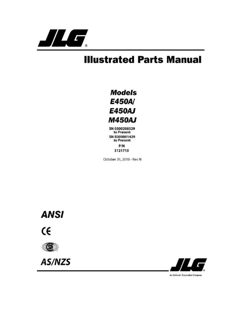 JLG E450AJ Service and Parts Manual | PDF | Ac Power Plugs And Sockets ...