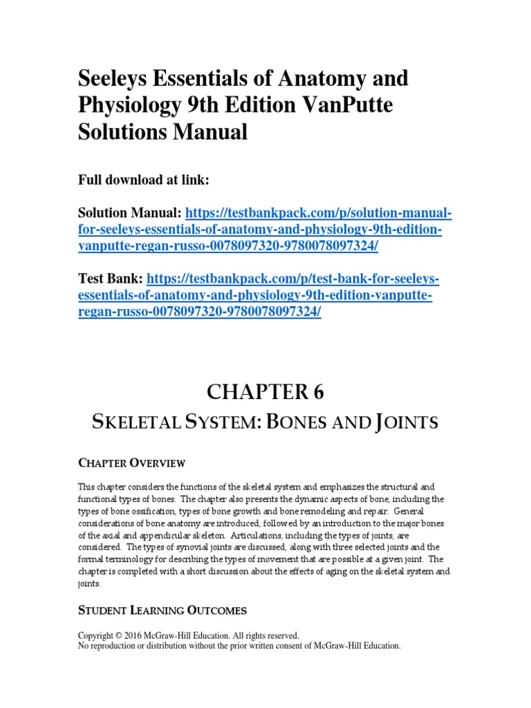 Seeleys Essentials of Anatomy and Physiology 9th Edition VanPutte ...
