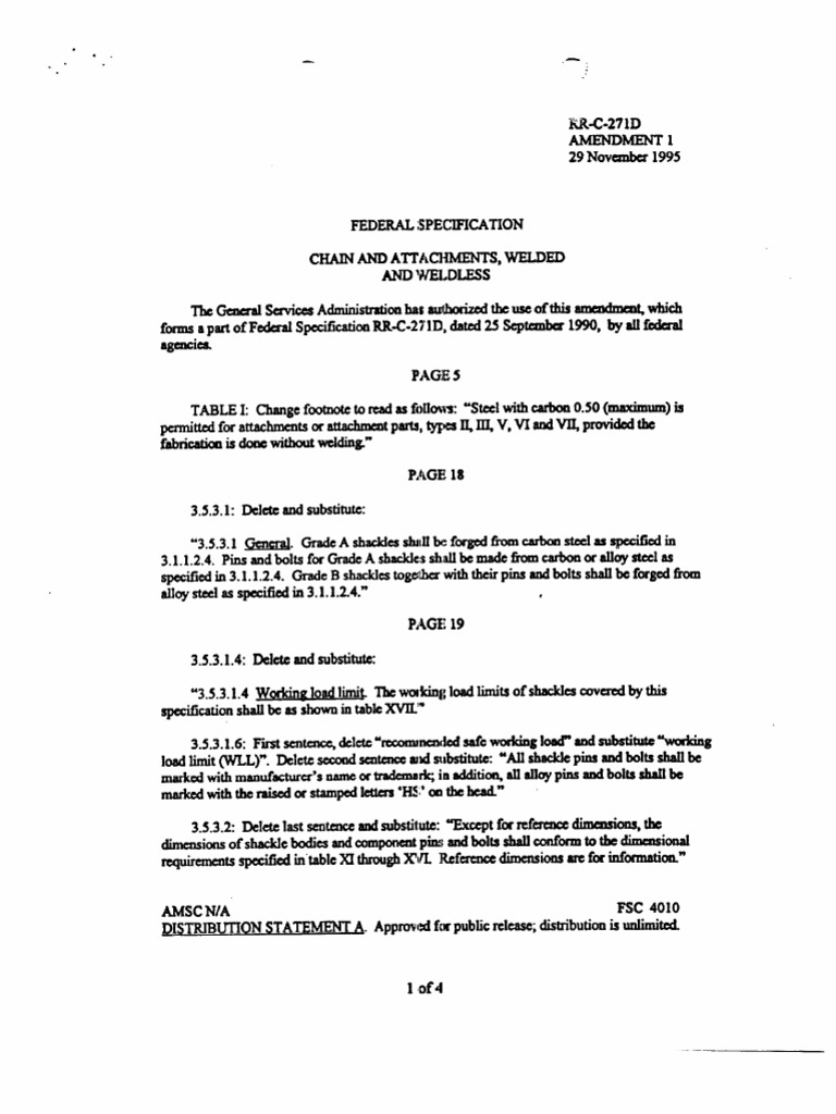 Federal Specification for Chains and Shackles | PDF