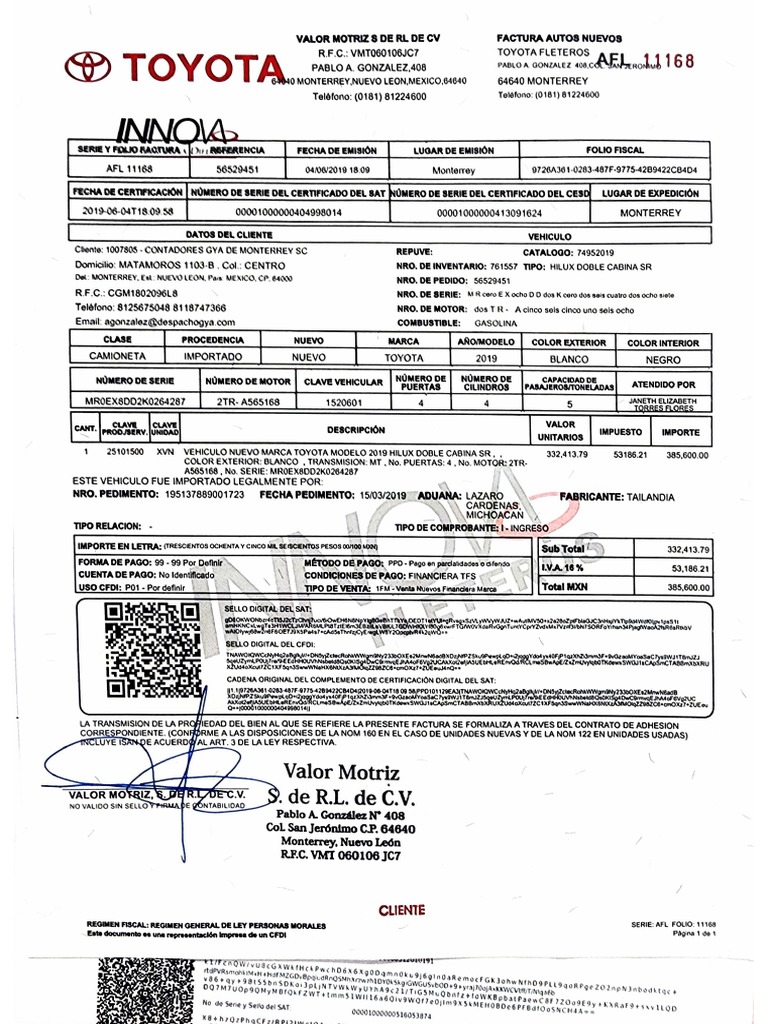 Factura Hilux Original | PDF