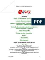 Contenido: Bolivia: Ley #1468, 3 de Octubre de 2022